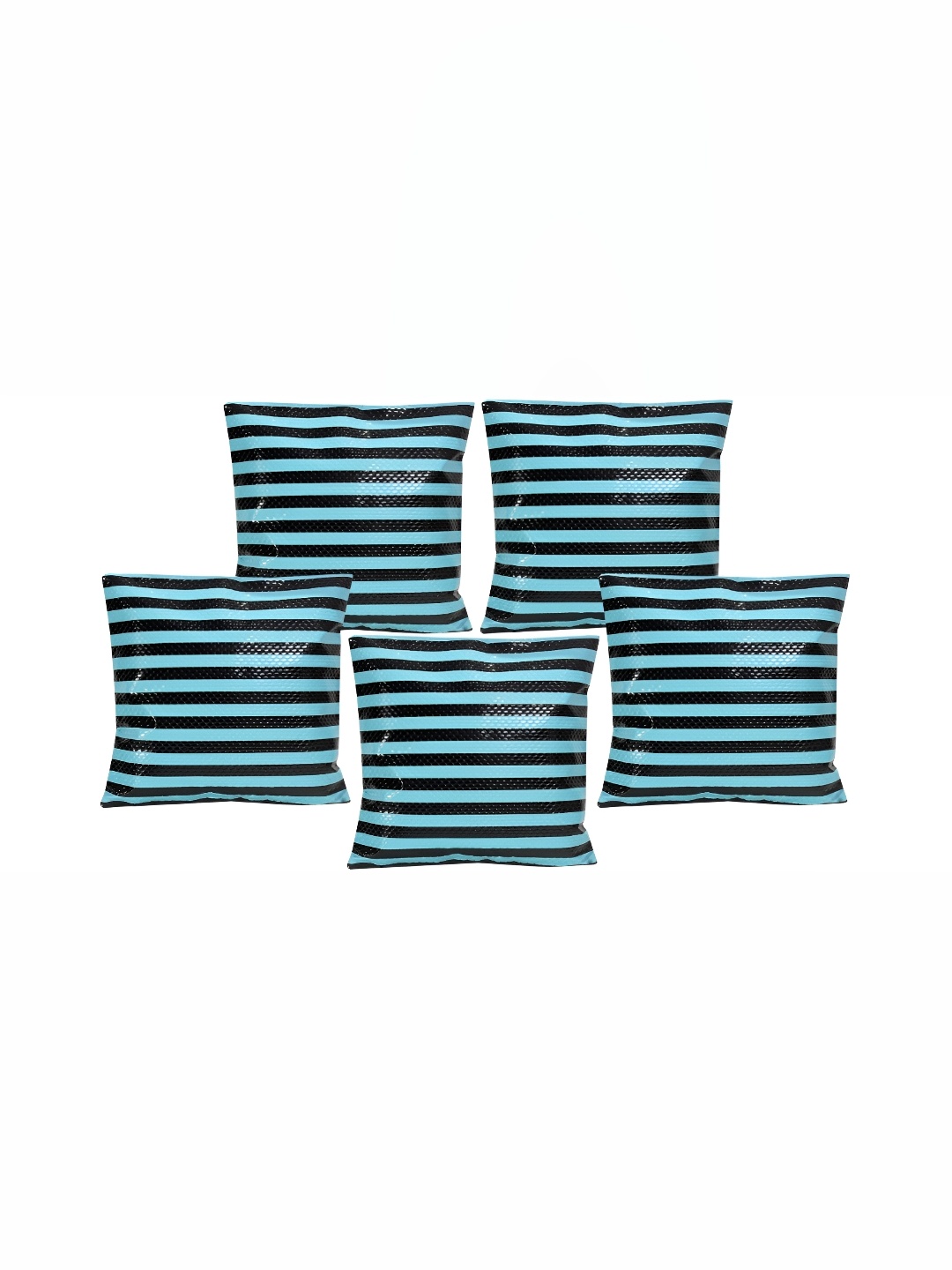 

BIGGER FISH Blue & Black 5 Pieces Striped Square Cushion Covers