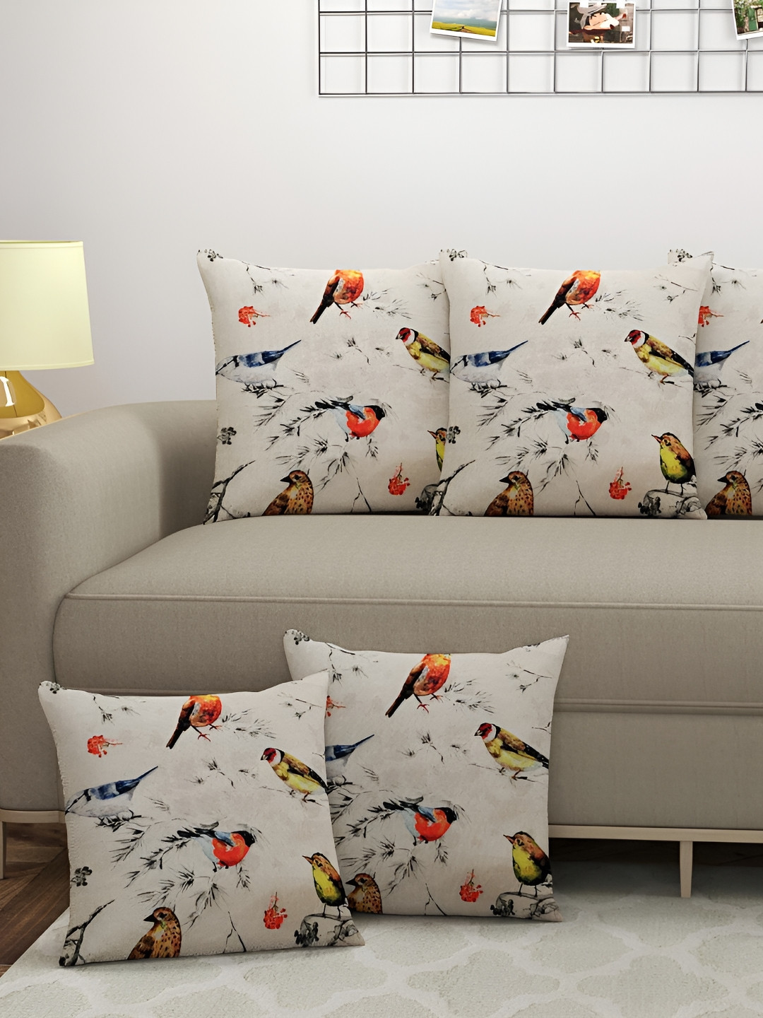 

BIGGER FISH White Orange 5 Pieces Square Cushion Covers