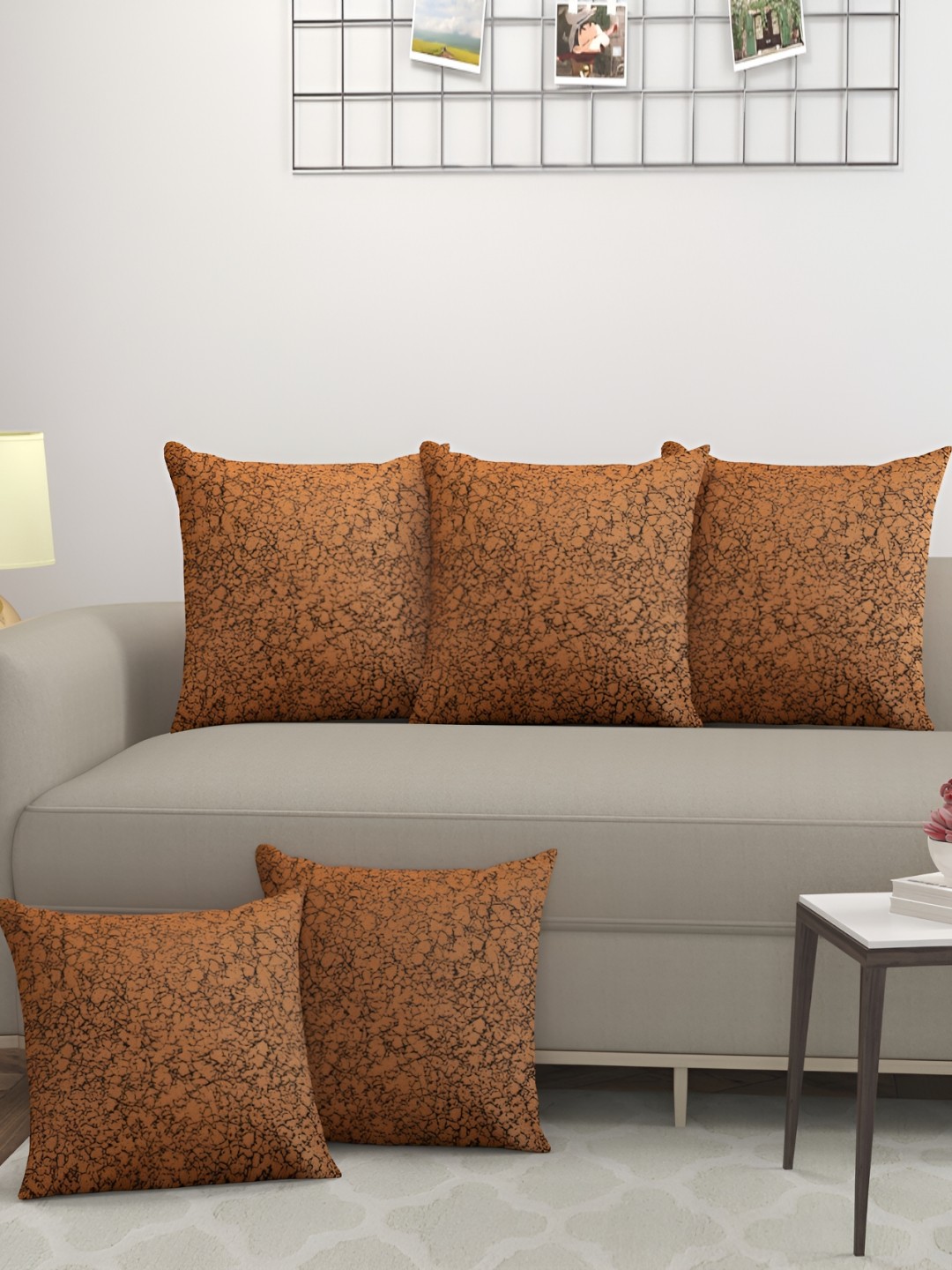 

BIGGER FISH Brown 5 Pcs Square Cushion Covers