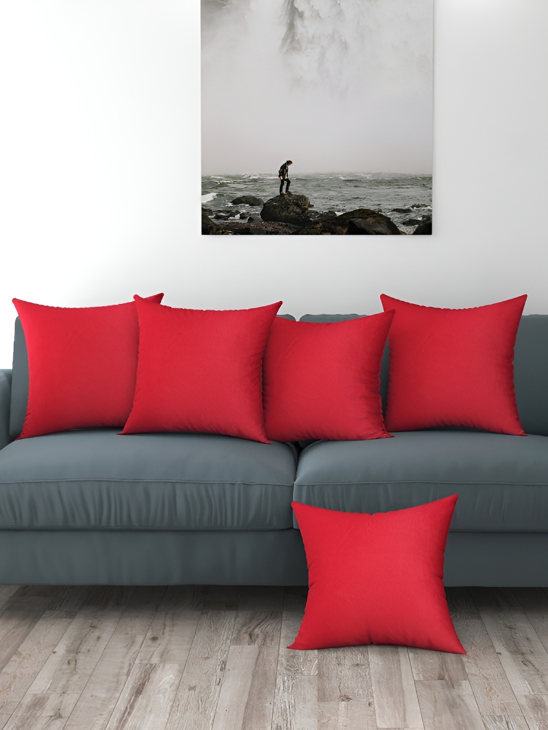 

BIGGER FISH Maroon 5Pcs Velvet Square Cushion Covers