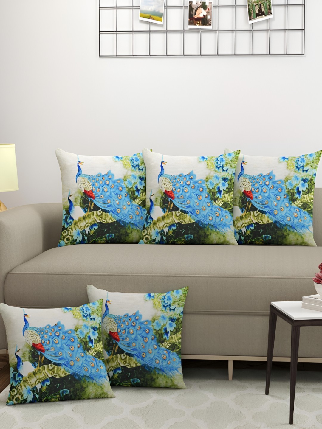 

BIGGER FISH Blue 5 Pieces Square Cushion Covers