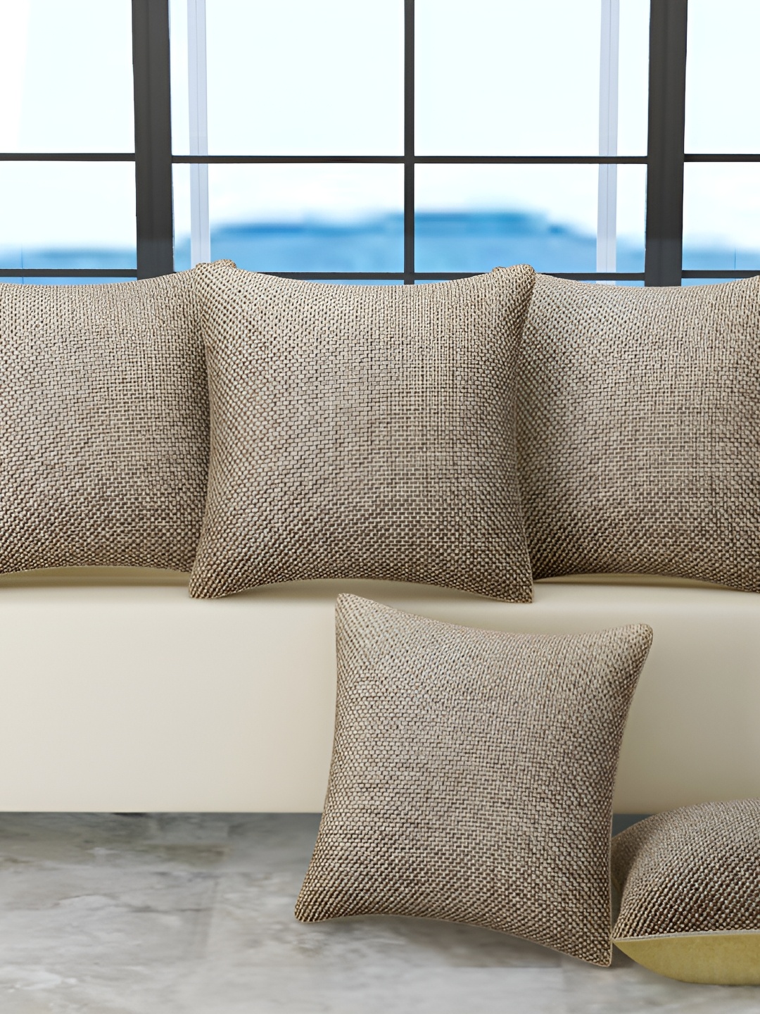 

BIGGER FISH Gold-Toned 5Pcs Square Cushion Covers
