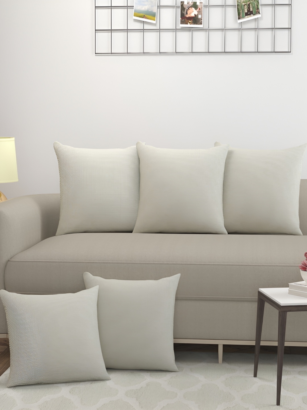 

BIGGER FISH Beige 5 Pcs Square Cushion Covers