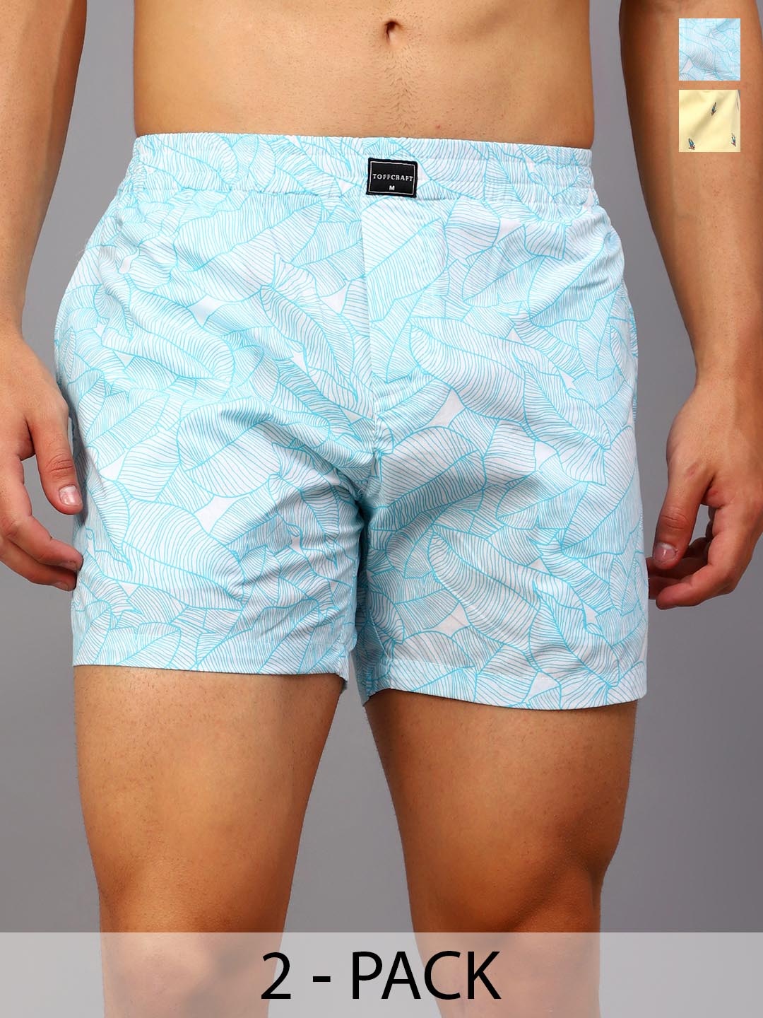 

TOFFCRAFT Pack Of 2 Printed Boxers BOXR2_SUMMR_BEACH_M, Blue