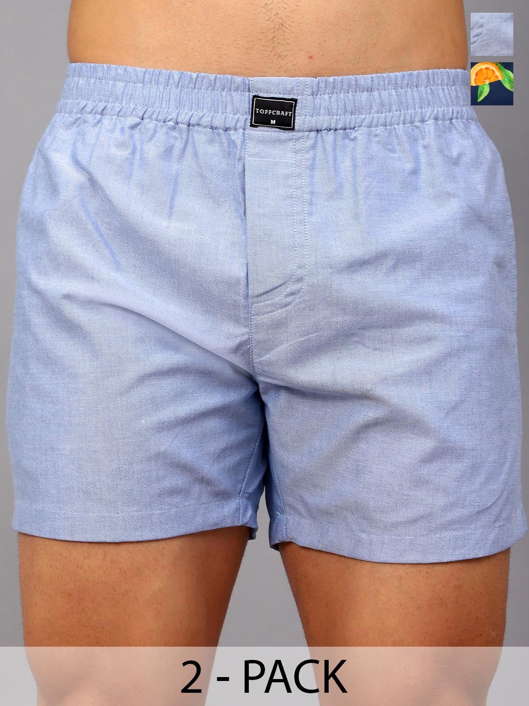 

TOFFCRAFT Pack Of 2 Printed Cotton Boxers BOXR2_TROPCL_OXFRD_M, Navy blue