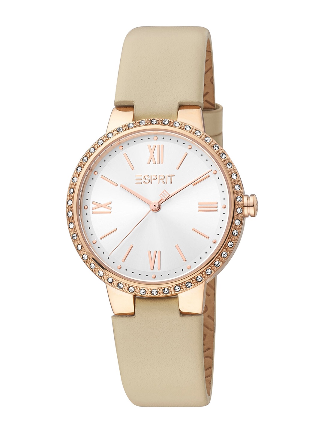 

ESPRIT Women Embellished Dial & Leather Straps Analogue Watch ES1L333L0035, Beige