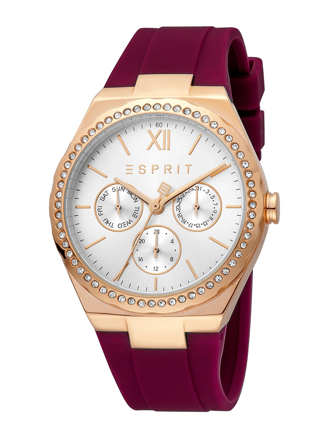 

ESPRIT Women Embellished Dial & Straps Round Analogue Watch ES1L380P0015, Red