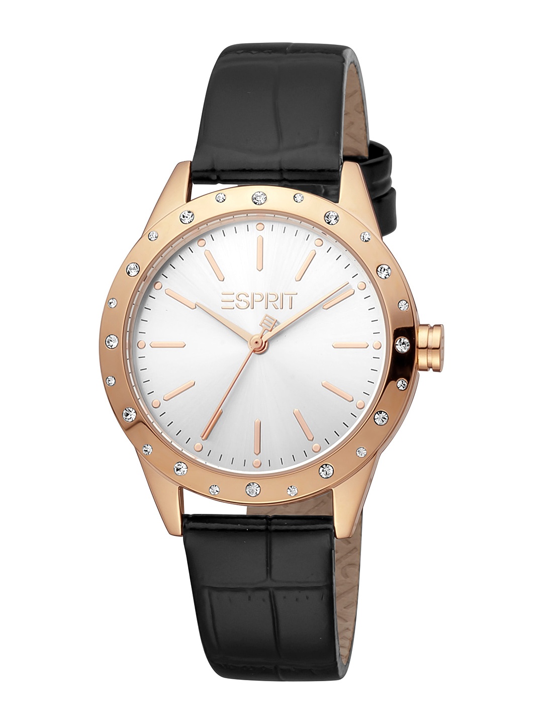 

ESPRIT Women Embellished Dial & Leather Straps Analogue Watch ES1L302L0035, Black