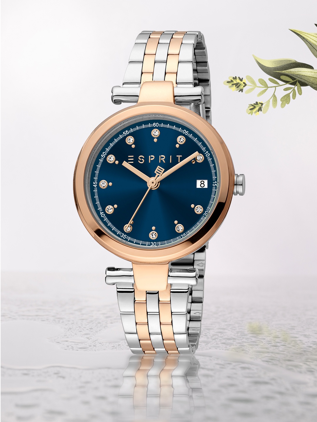 

ESPRIT Women Embellished Dial & Round Bracelet Style Straps Analogue Watch ES1L393M0085, Silver