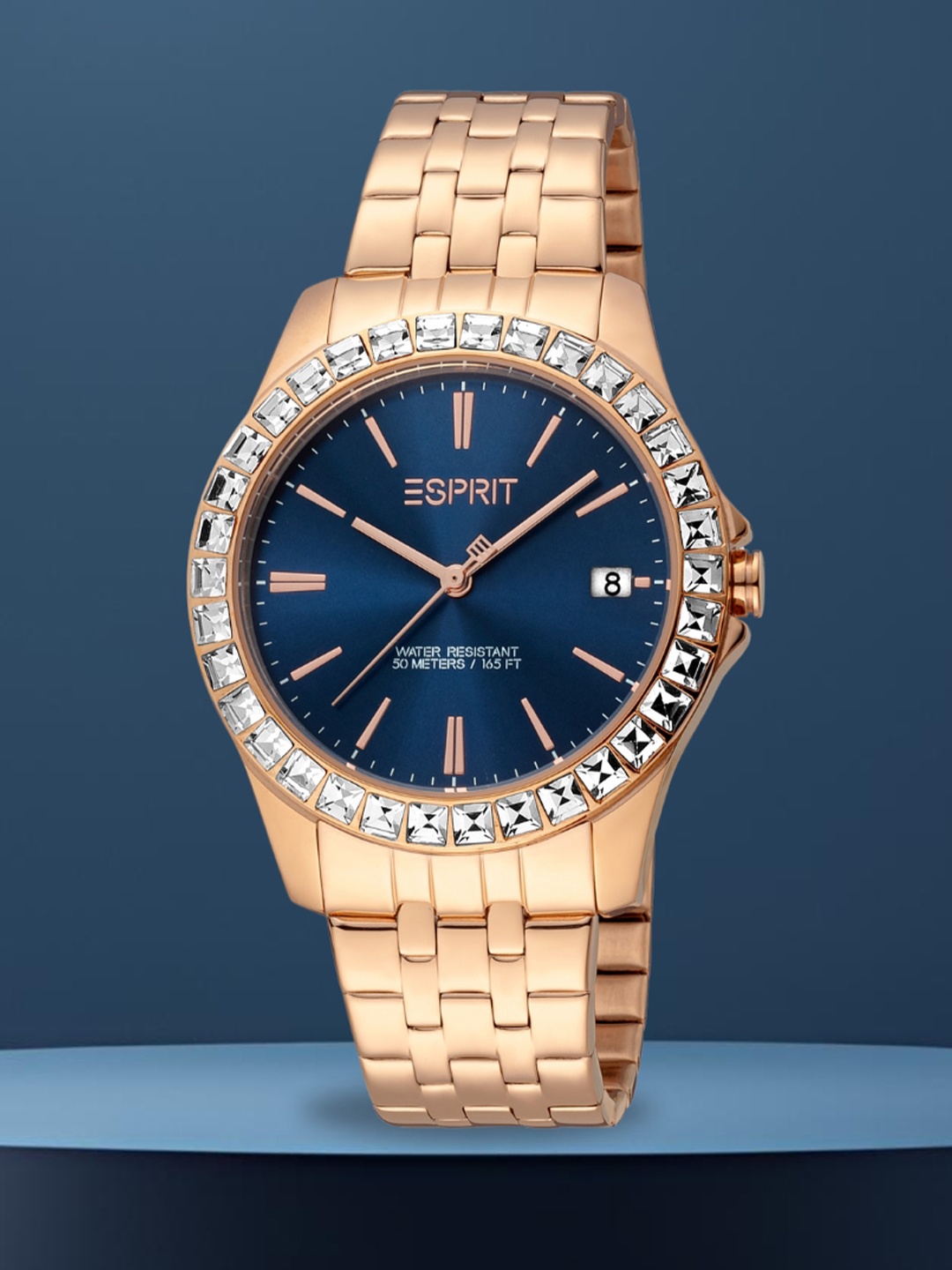 

ESPRIT Women Embellished Dial & Stainless Steel Bracelet Style Analogue Watch ES1L382M0045, Rose gold