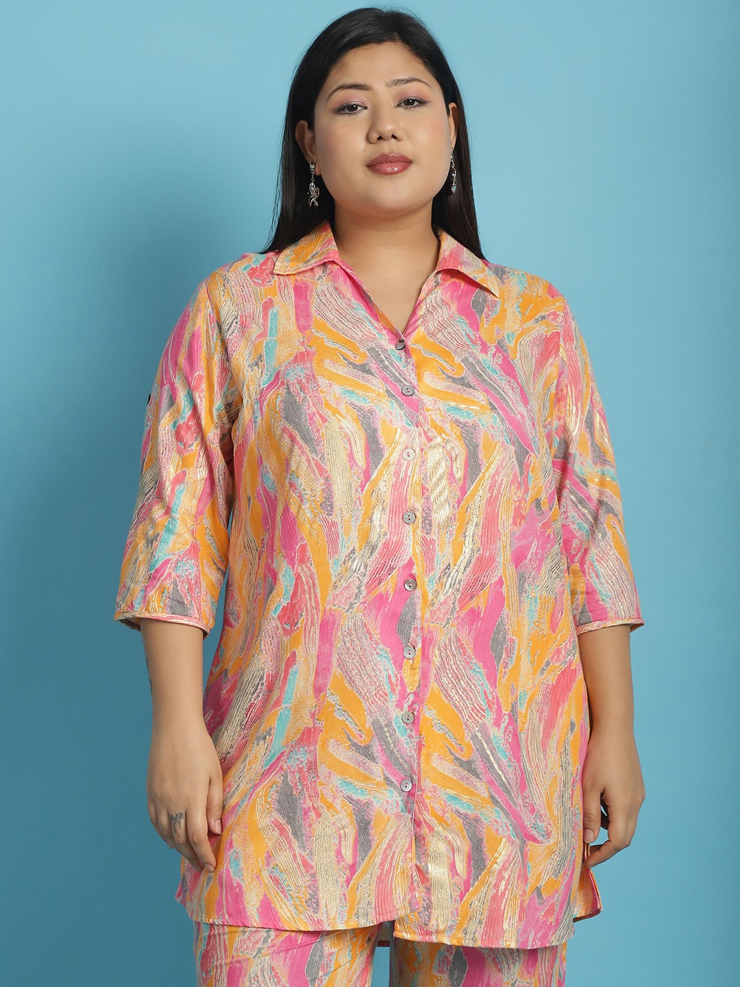 

theRebelinme Comfort Abstract Printed Casual Regular Fit Shirt, Pink