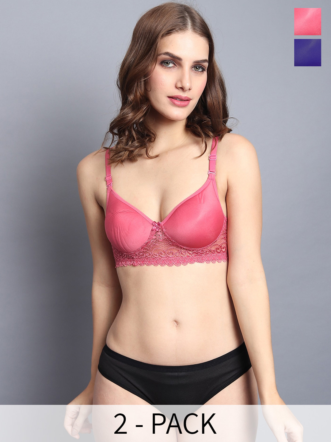 

Aamarsh Pack of 2 Lightly Padded Cotton Lingerie Sets, Pink