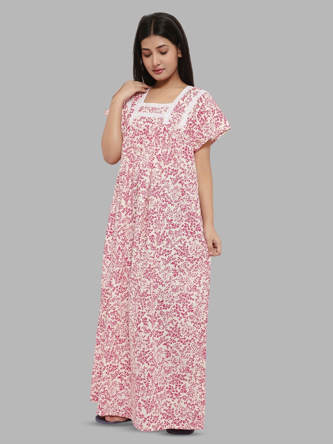 

PALIVAL Floral Printed Pure Cotton Maxi Nightdress, Pink