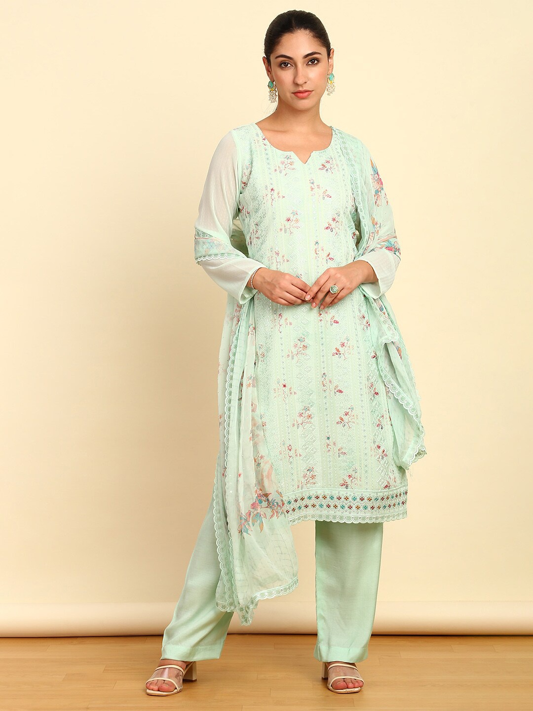 

Soch Embroidered Unstitched Dress Material, Turquoise blue