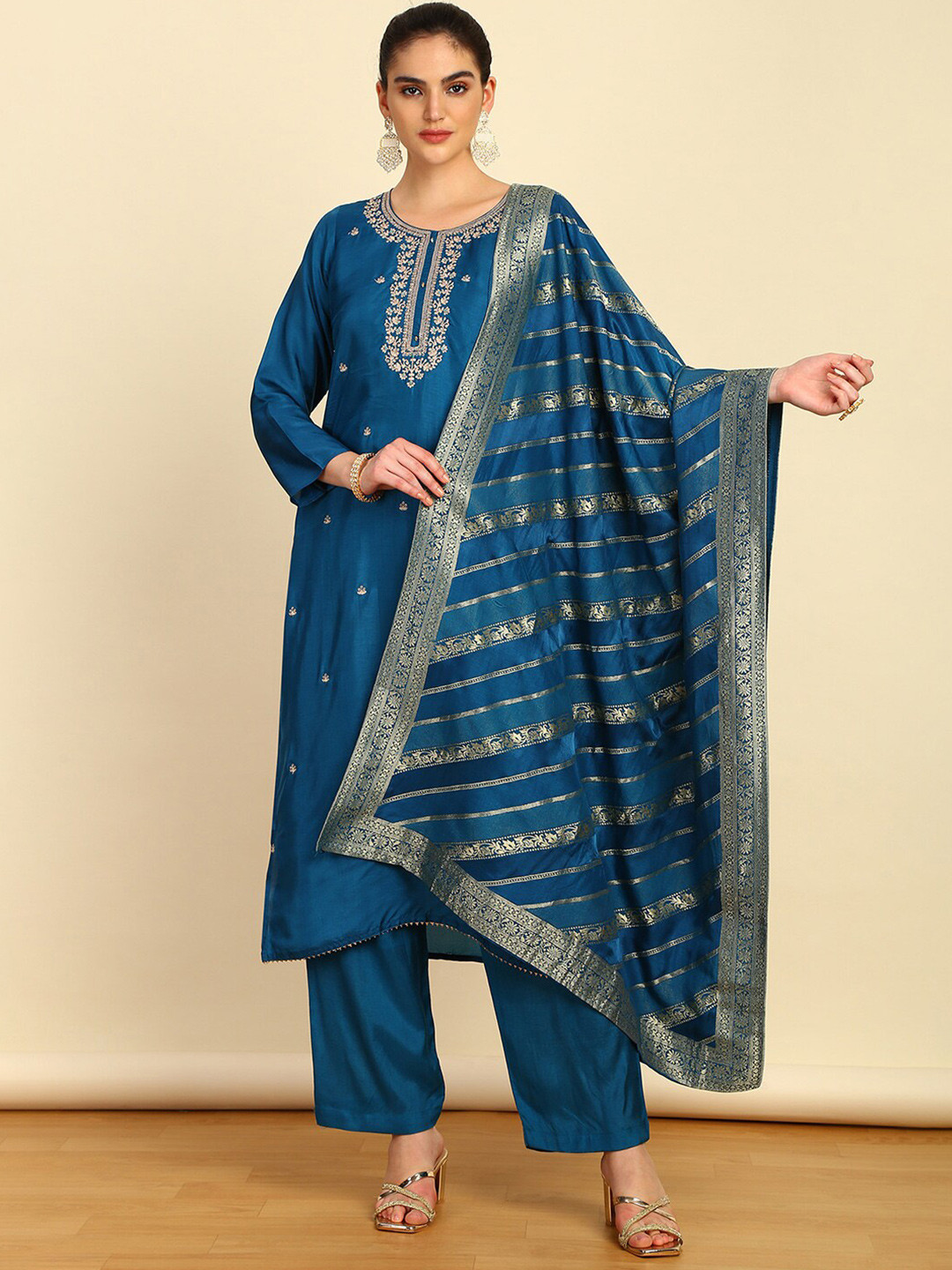 

Soch Embroidered Unstitched Dress Material, Blue