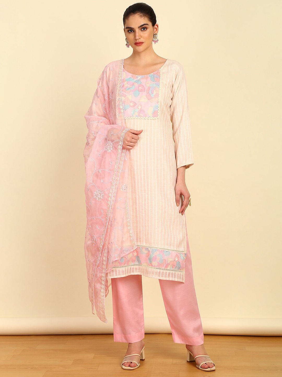 

Soch Embellished Unstitched Dress Material, Pink