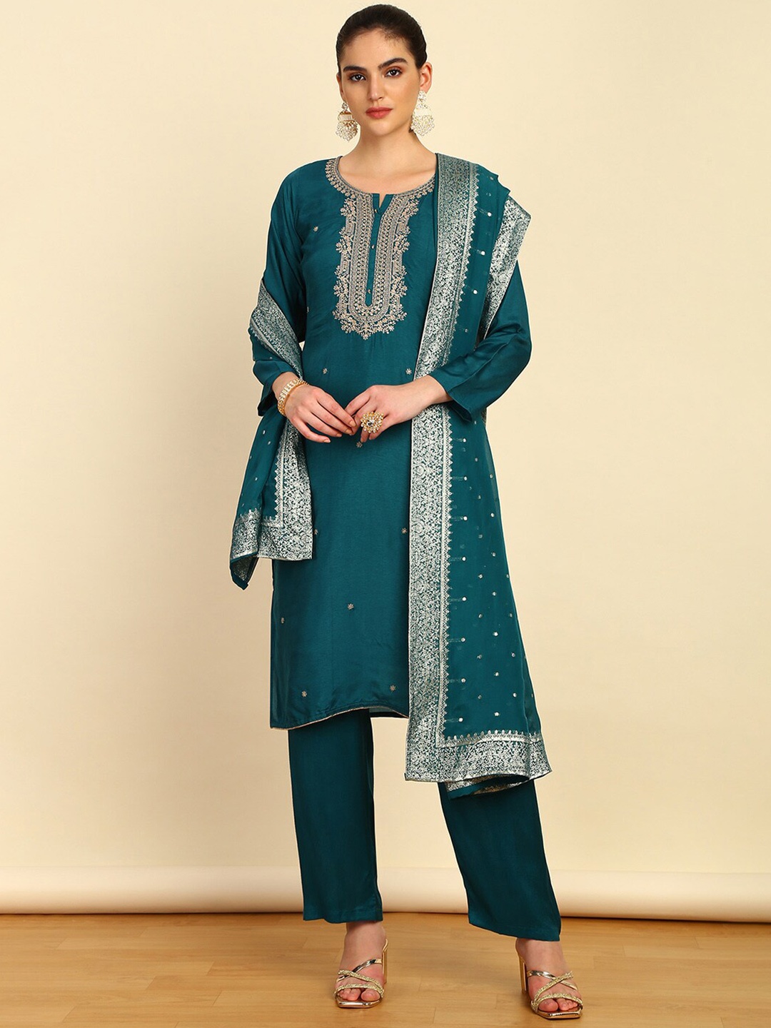 

Soch Embroidered Unstitched Dress Material, Blue