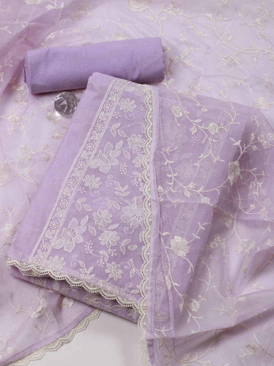 

Meena Bazaar Embroidered Unstitched Dress Material, Purple