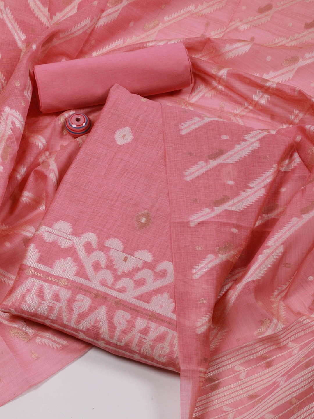 

Meena Bazaar Printed Unstitched Dress Material, Pink