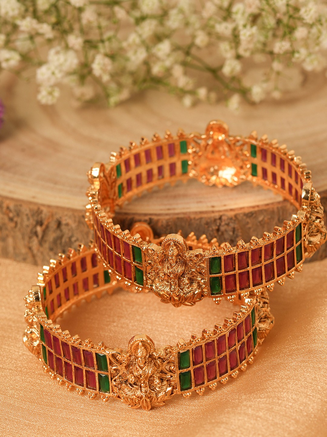 

Mirraw Set of 2 Gold Plated Stone Studded Bangles