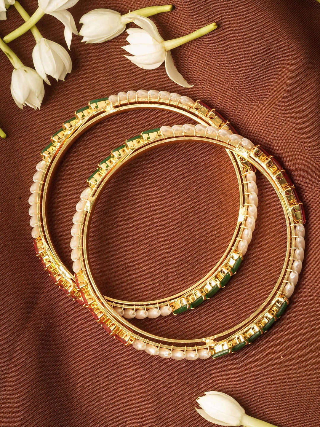 

Mirraw Set of 2 Gold Plated Stone Studded Bangles