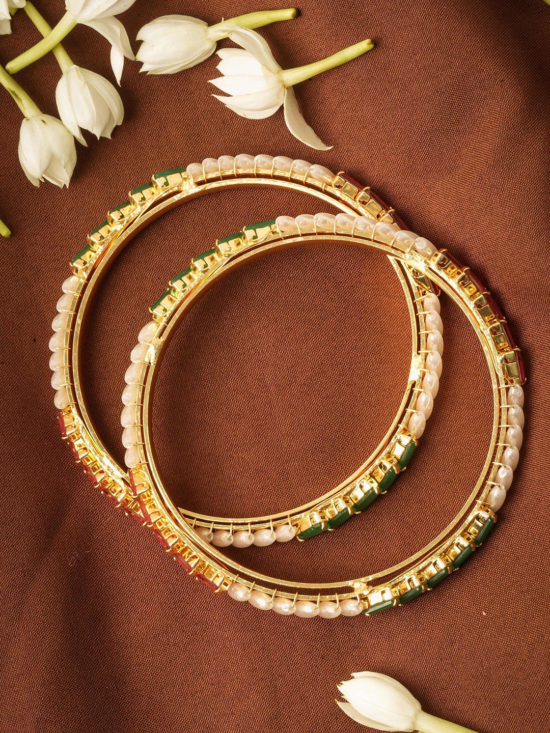 

Mirraw Set of 2 Gold Plated Stone Studded Bangles