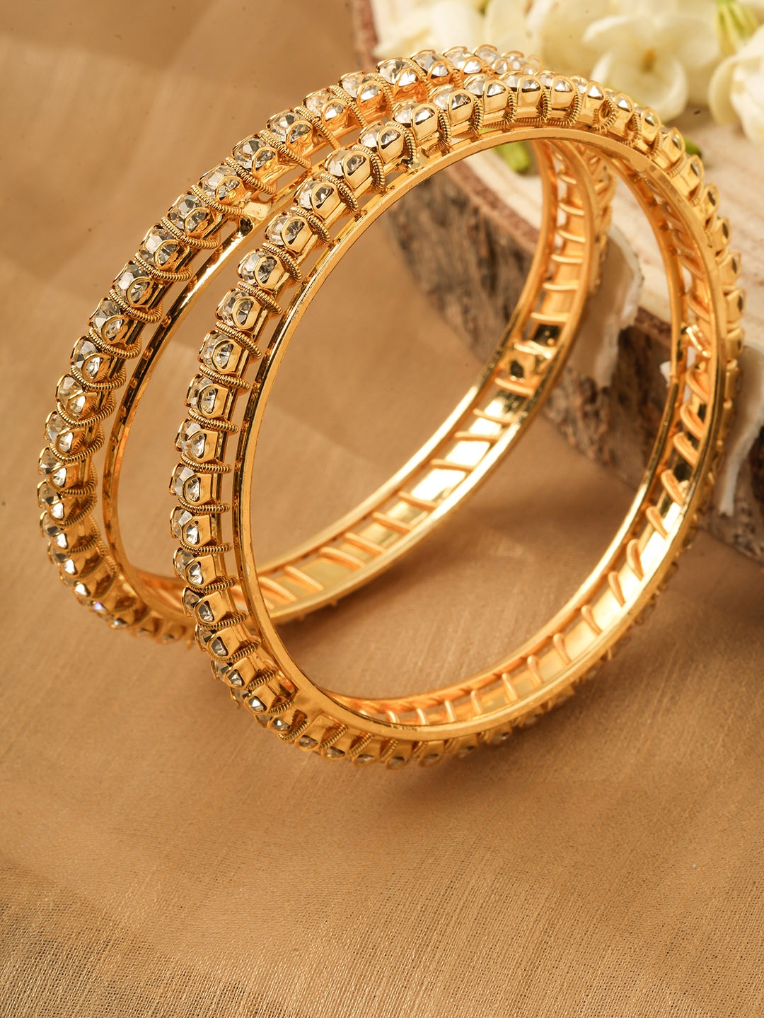 

Mirraw Set Of 2 Gold Plated AD Studded Bangles