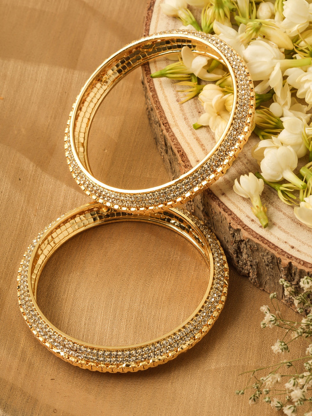 

Mirraw Set of 2 Gold Plated AD Stone Studded Bangles