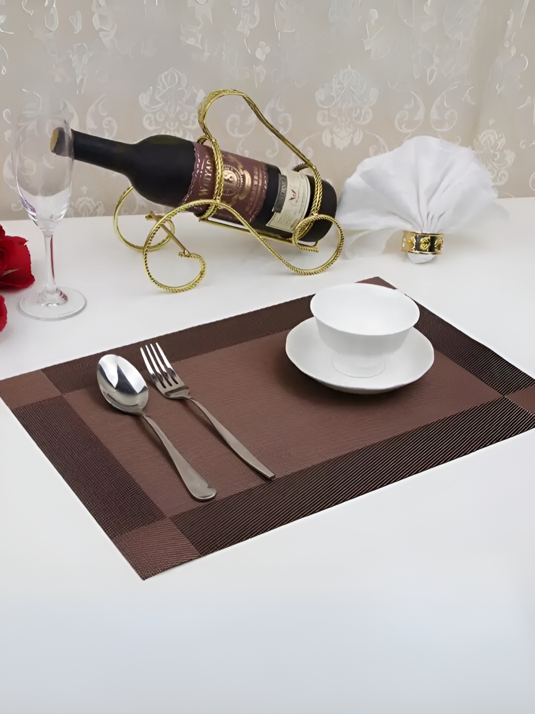 

UniKart 8-Pcs Coffee Brown Anti-Wrinkle Table Placemats