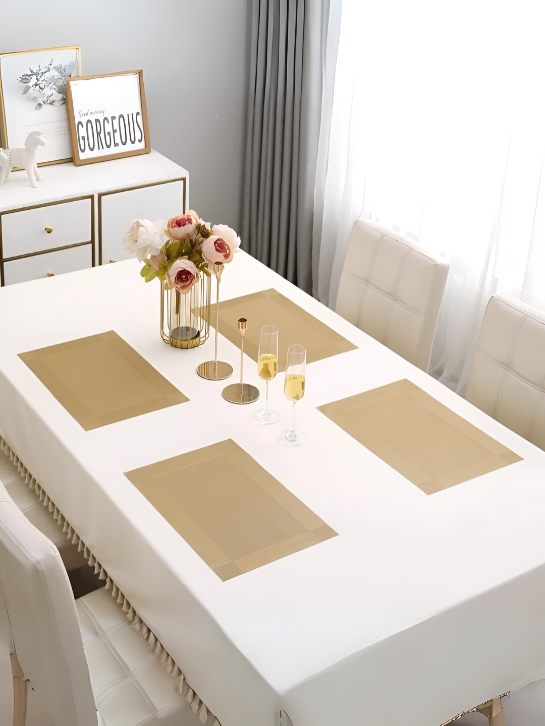 

UniKart 8-Pcs Beige Anti-Wrinkle Table Placemats