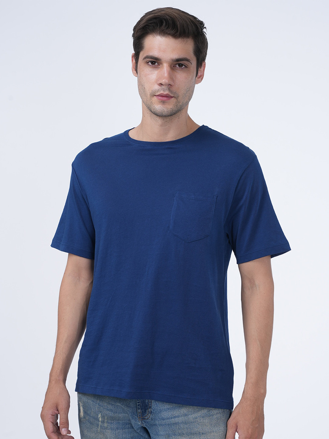 

Masculino Latino Round Neck Cotton T-shirt, Navy blue
