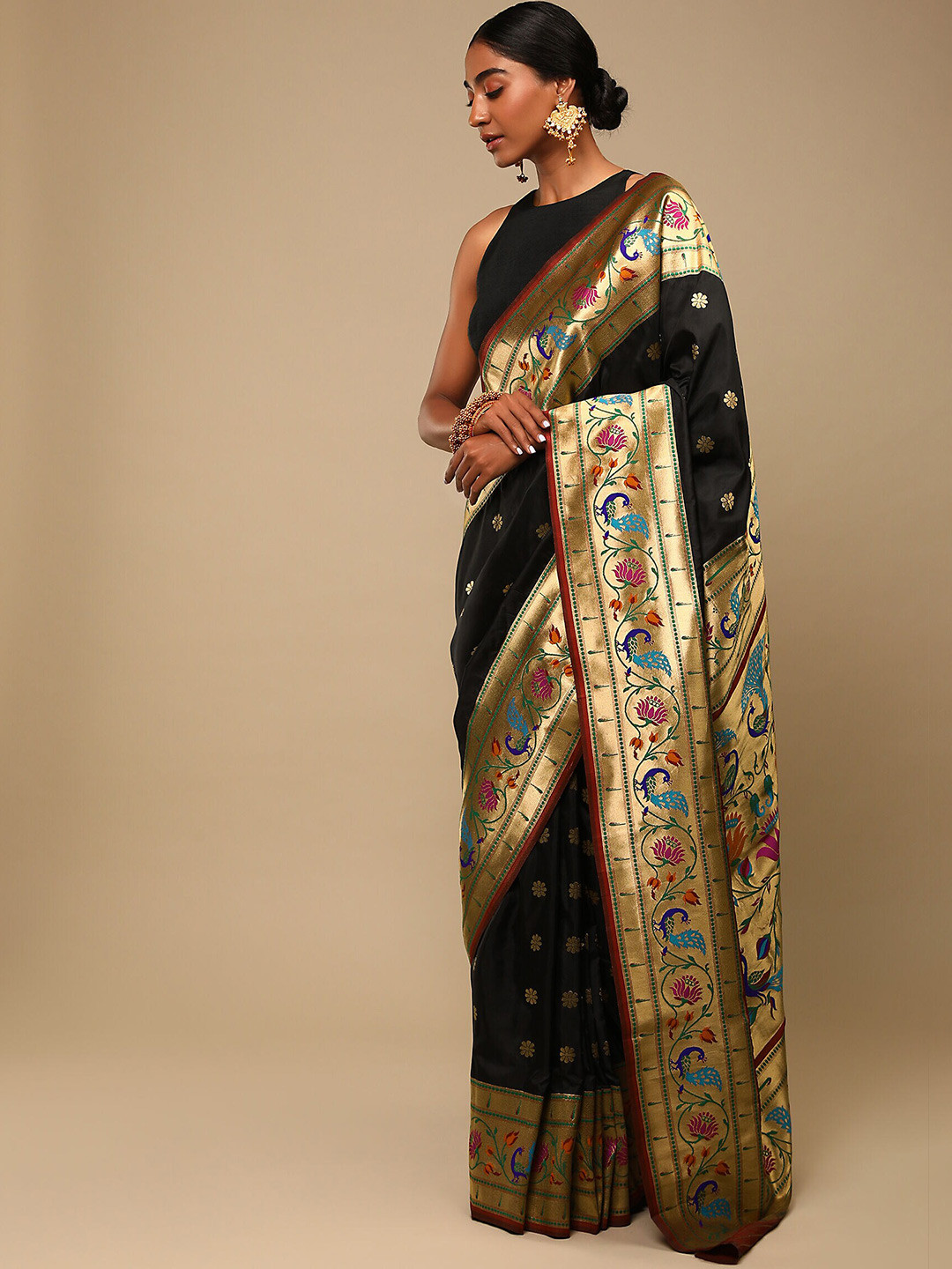 

TIRA Ethnic Woven Design Zari Art Silk Banarasi Saree, Black