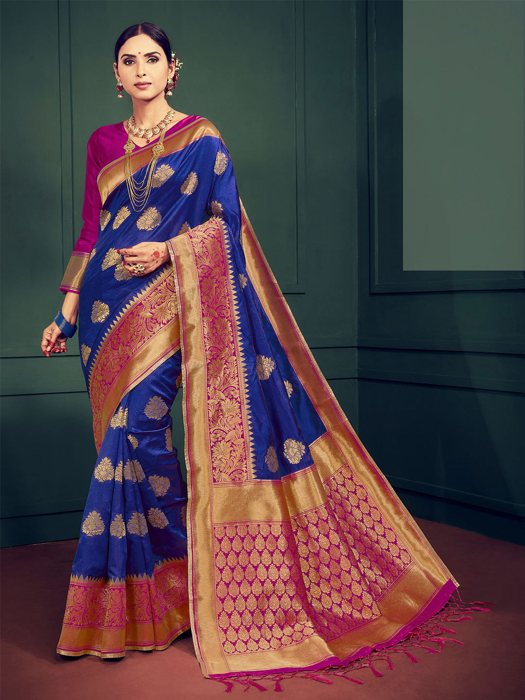 

TIRA Ethnic Woven Design Zari Art Silk Banarasi Saree, Blue