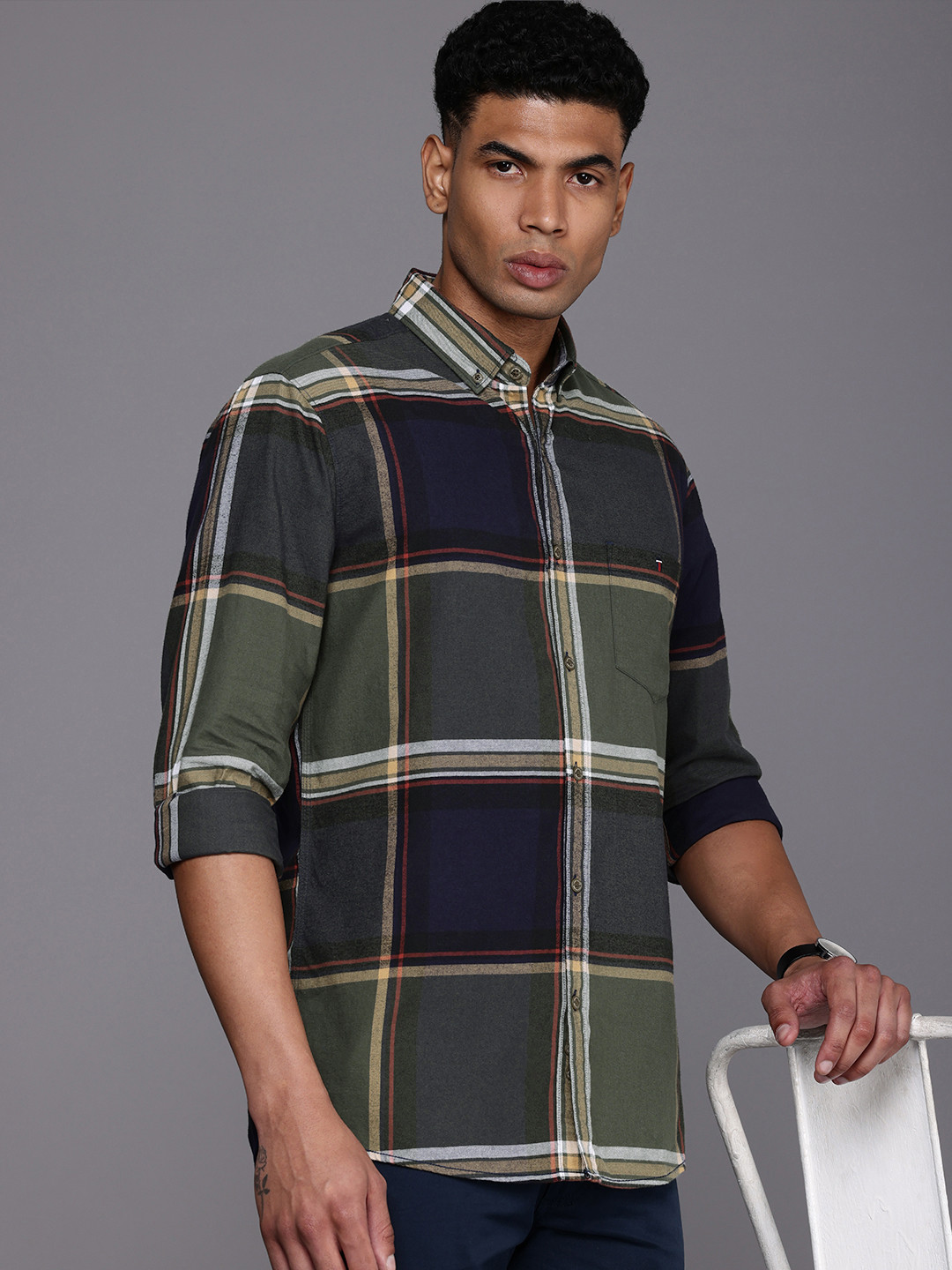 

Louis Philippe Jeans Pure Cotton Slim Fit Opaque Checked Casual Shirt, Multi