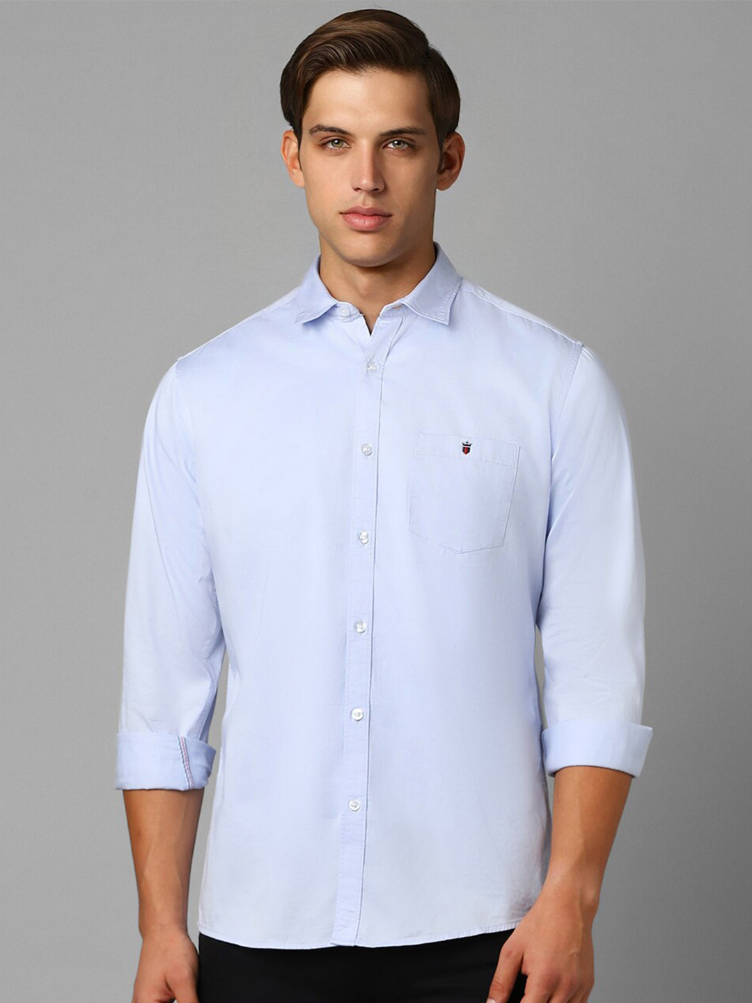 

Louis Philippe Jeans Slim Fit Spread Collar Cotton Casual Shirt, Blue