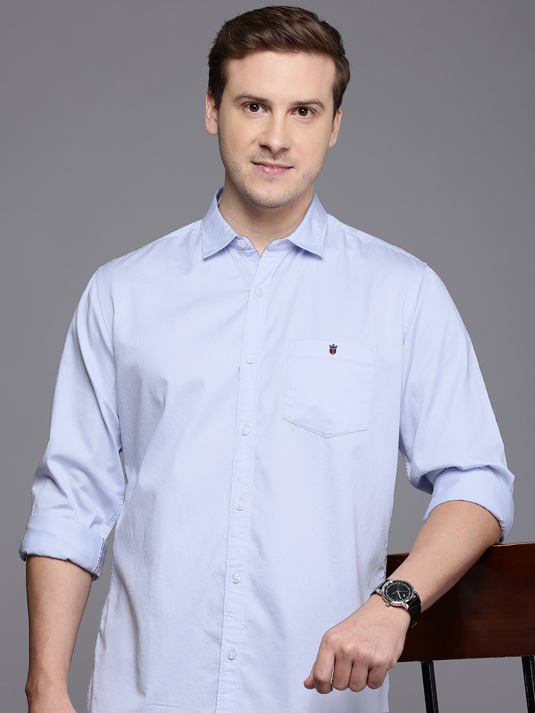 

Louis Philippe Jeans Slim Fit Pure Cotton Casual Shirt, Blue
