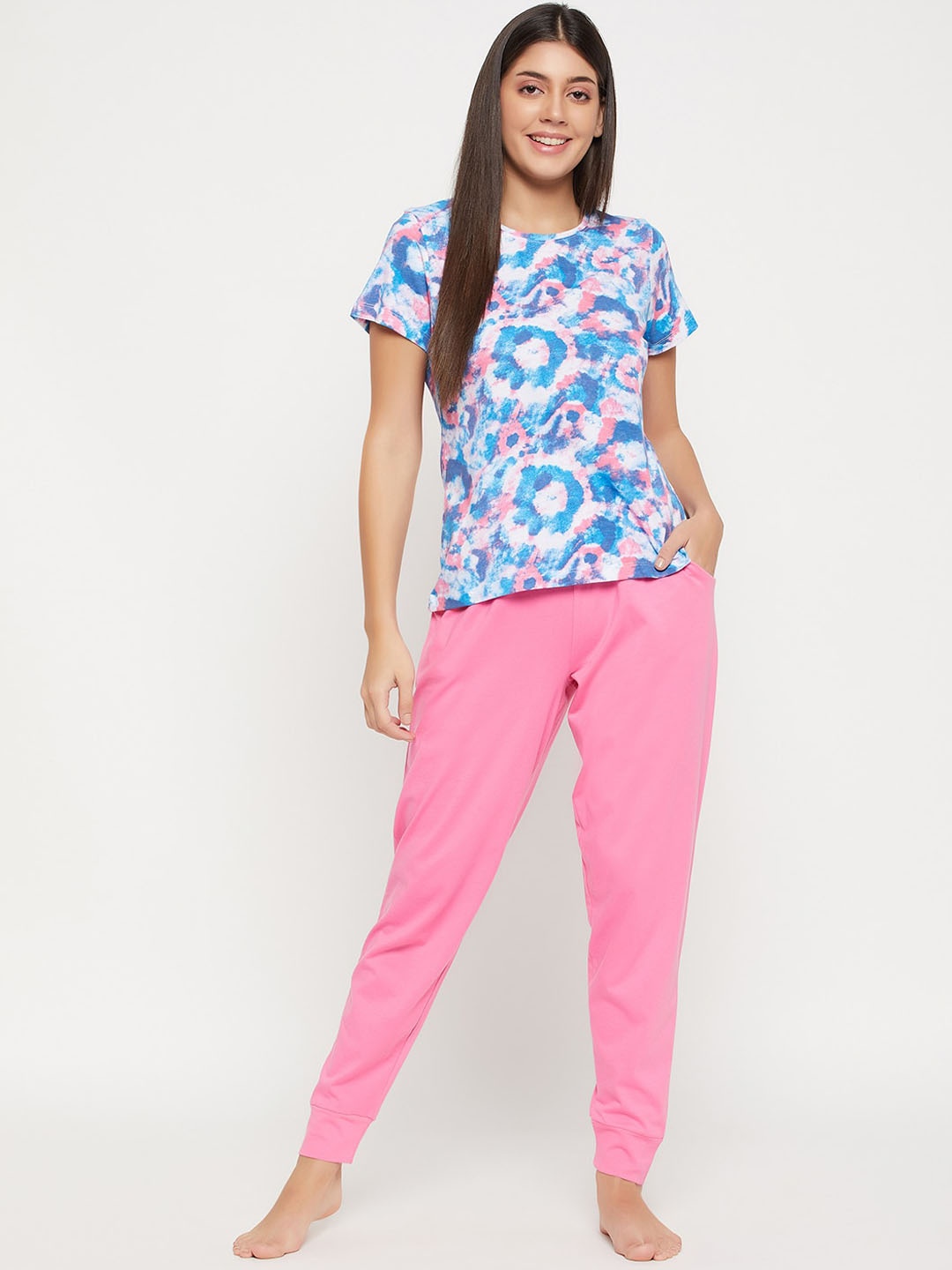

Clovia Women Printed Night suit, Blue
