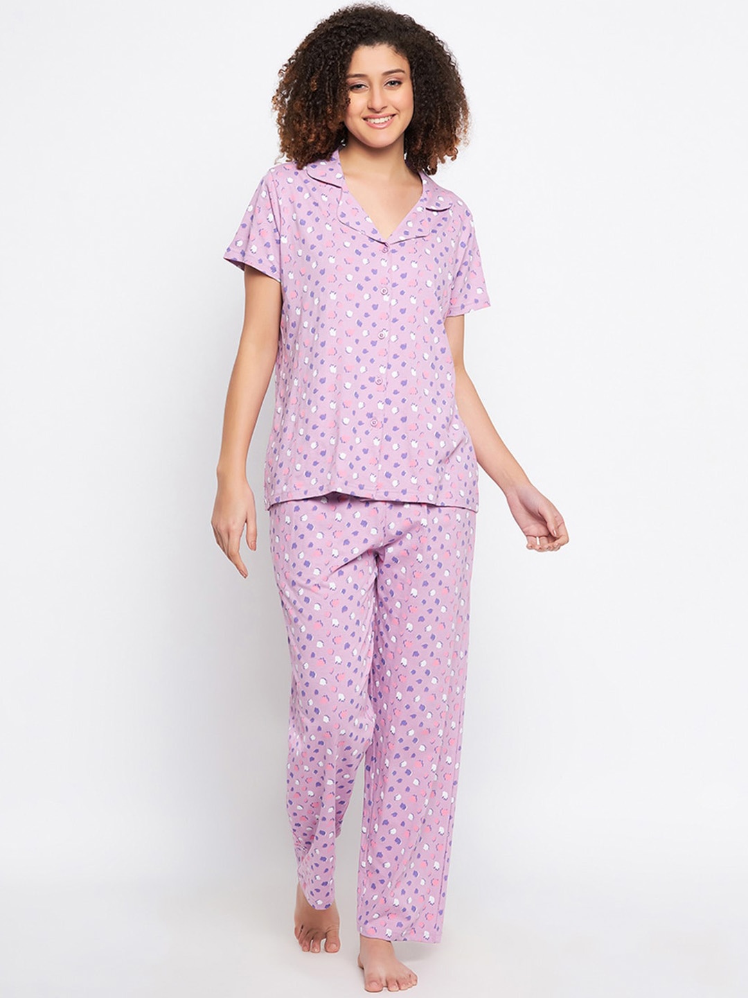 

Clovia Women Printed Night suit, Purple