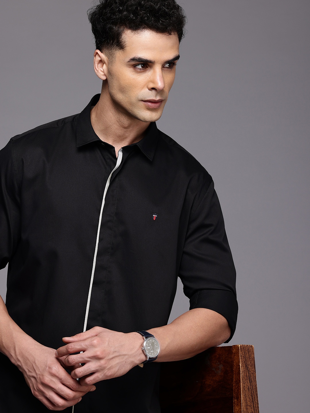 

Louis Philippe Sport Pure Cotton Slim Fit Opaque Casual Shirt, Black