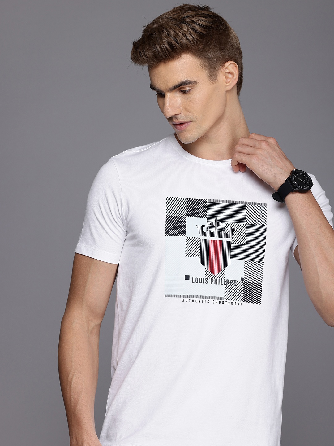 

Louis Philippe Sport Graphic Printed Slim Fit T-shirt, White