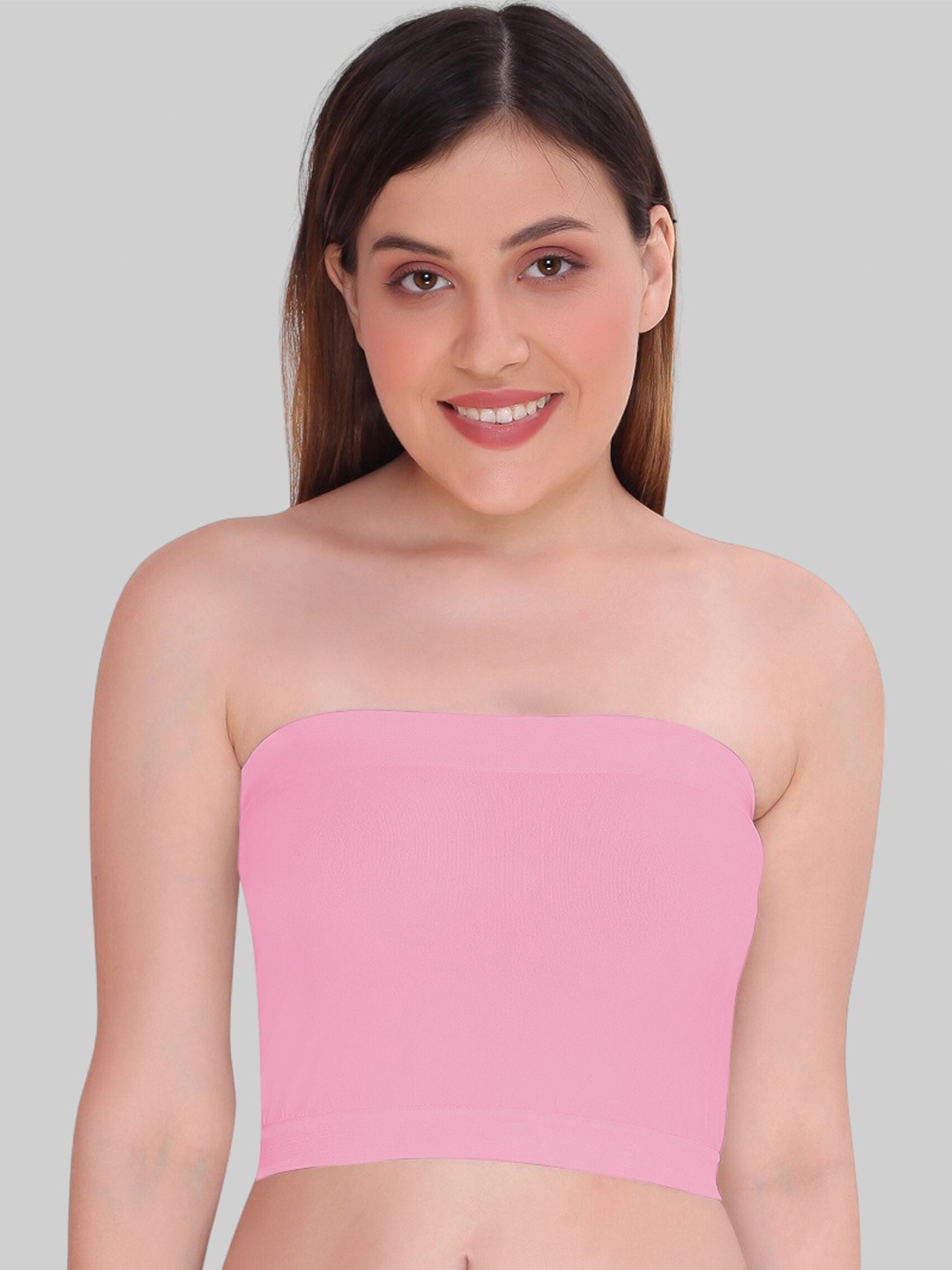 

PLUMBURY Full Coverage Bandeau Bra All Day Comfort, Pink