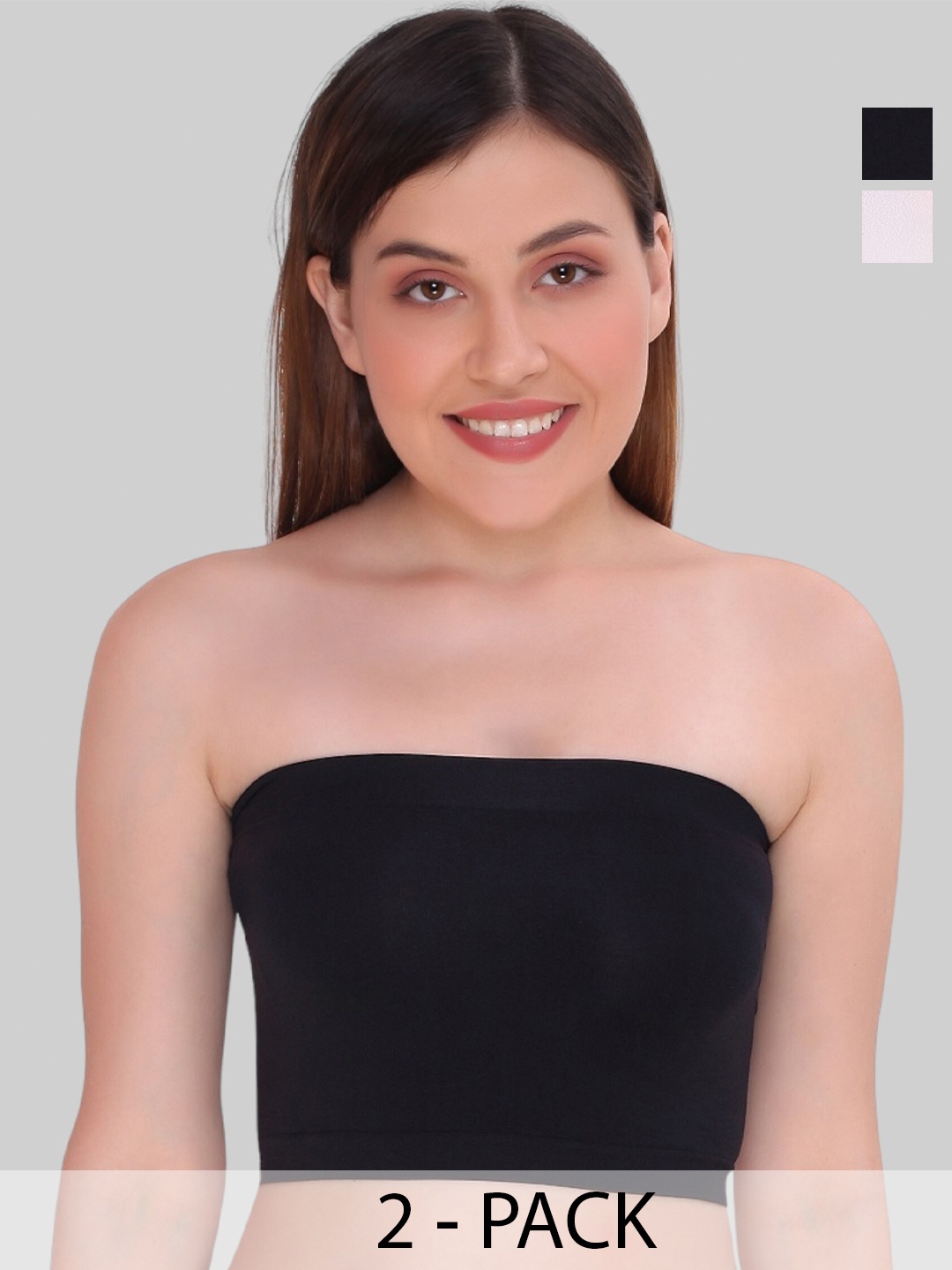 

PLUMBURY Pack Of 2 Full Coverage Bandeau Bra All Day Comfort, Black
