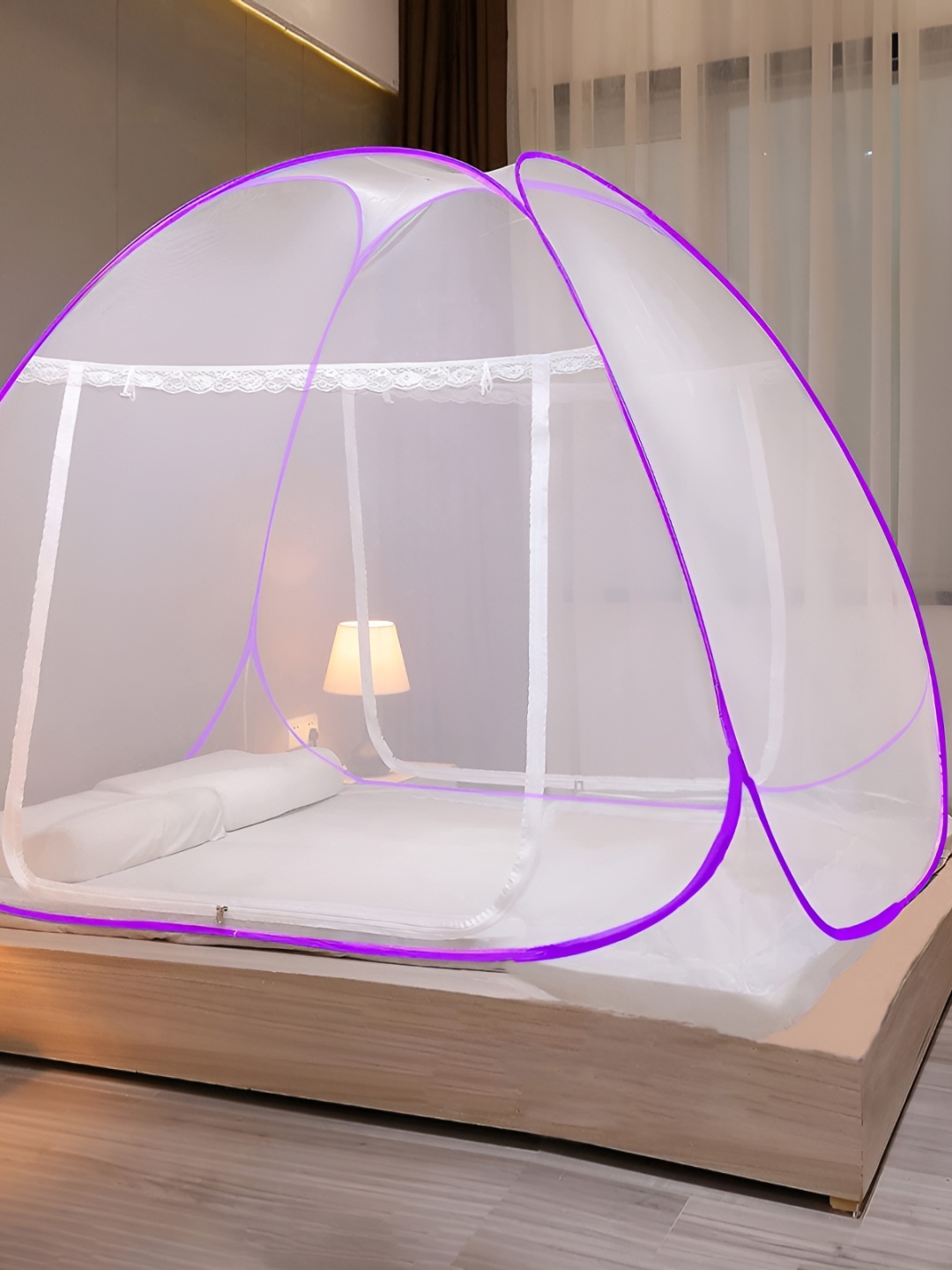 

Yunik Purple & White King Size Tent Mosquito Net