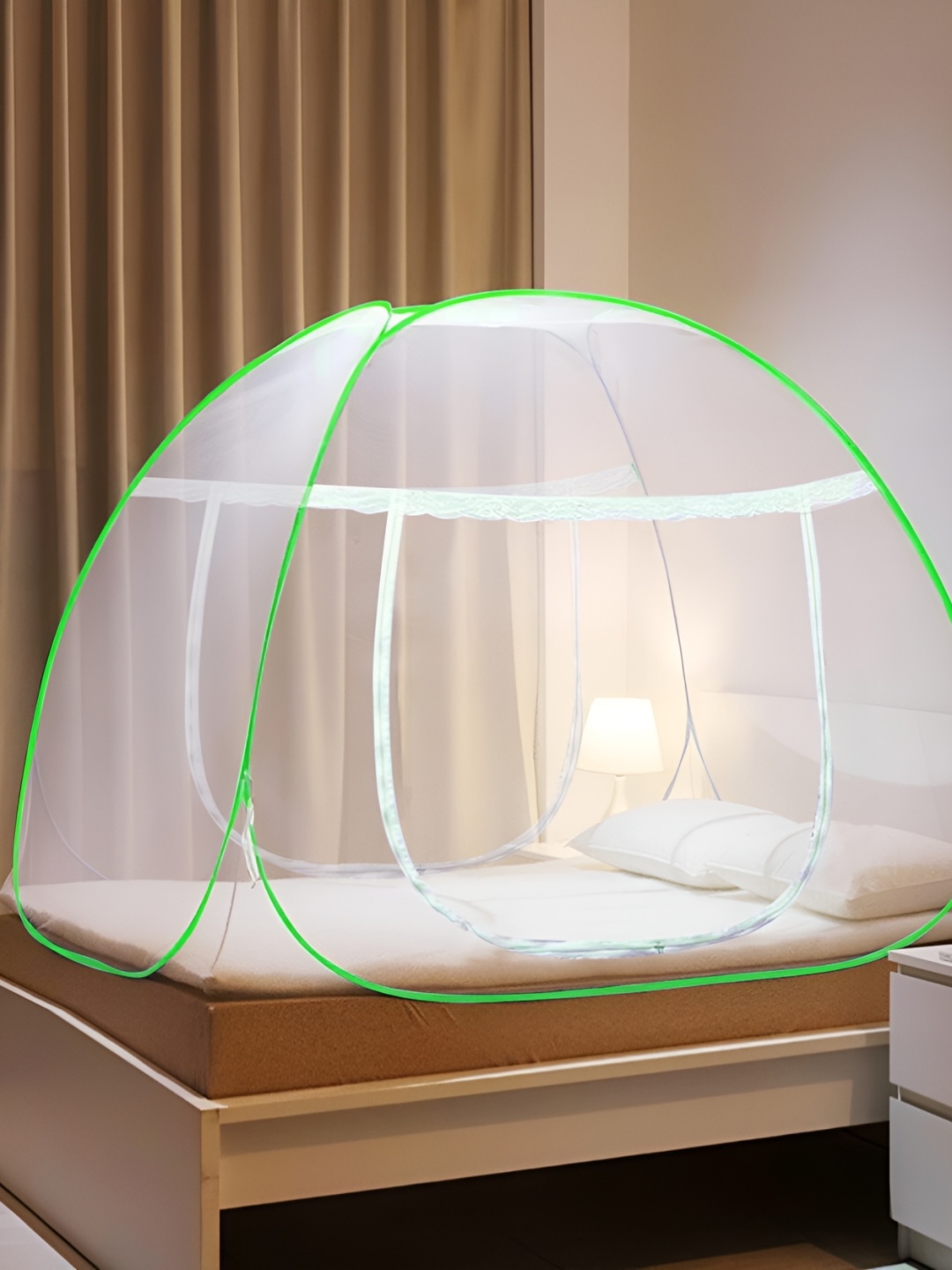 Yunik Green & White Super King Size Hanging Mosquito Net