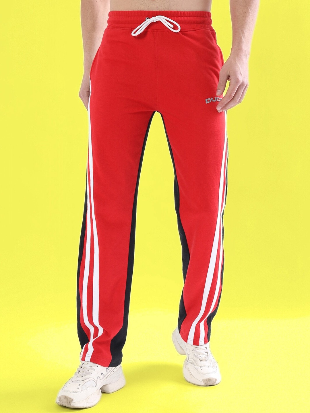 

WEARDUDS Men Self Design Cotton Relaxed Fit Track Pants, Red