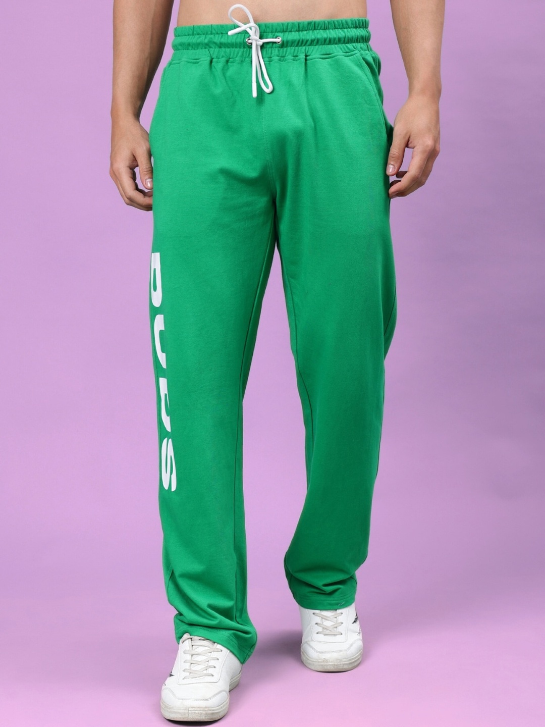 

WEARDUDS Men Self Design Cotton Relaxed Fit Track Pants, Green