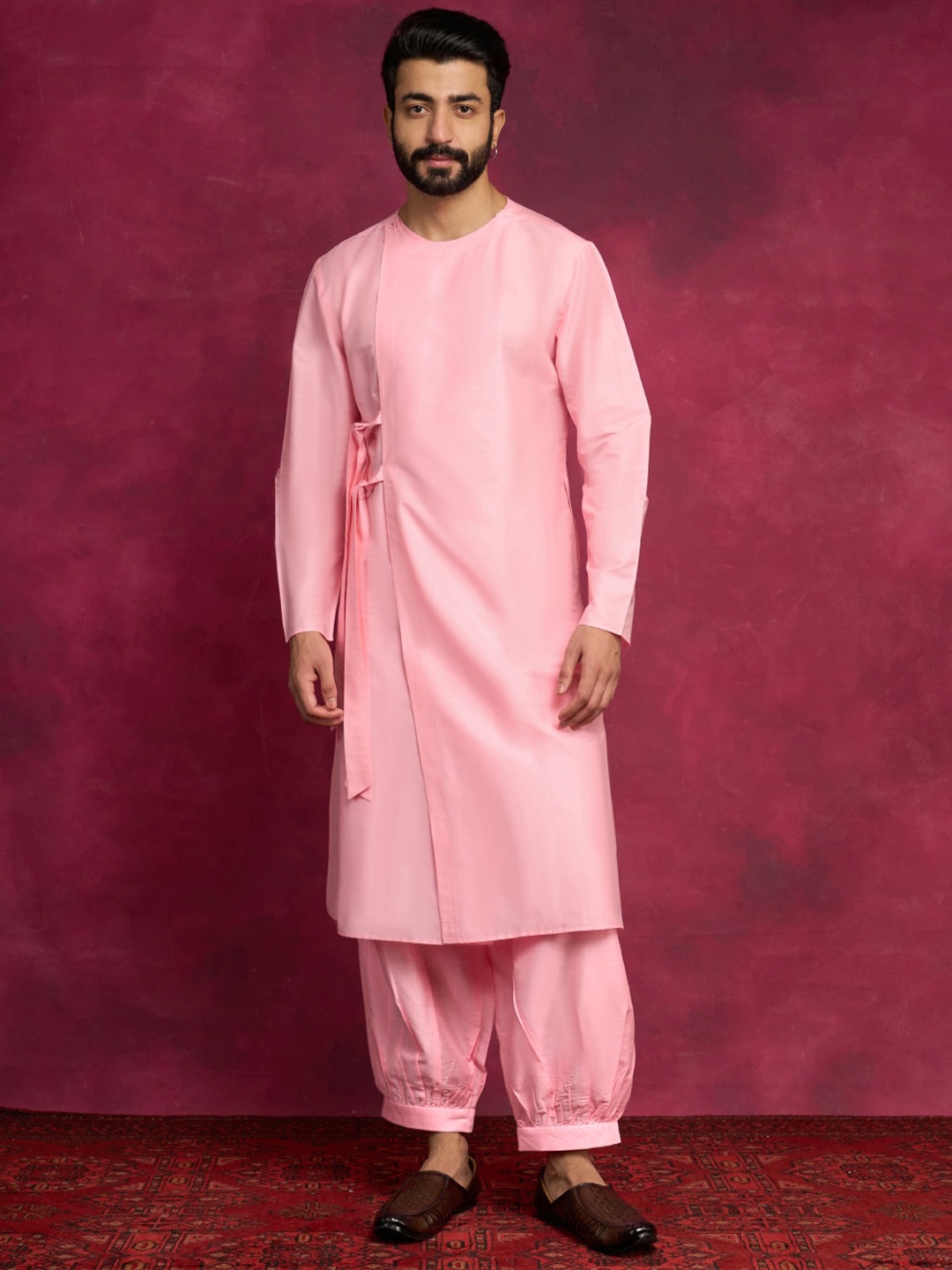 

Abhishti Round Neck Regular Cotton Silk Straight Kurta With Salwar, Pink