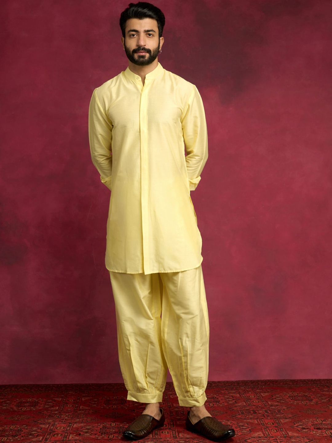 

Abhishti Cotton Mandarin Collar Long Sleeves A-Line Kurta, Yellow