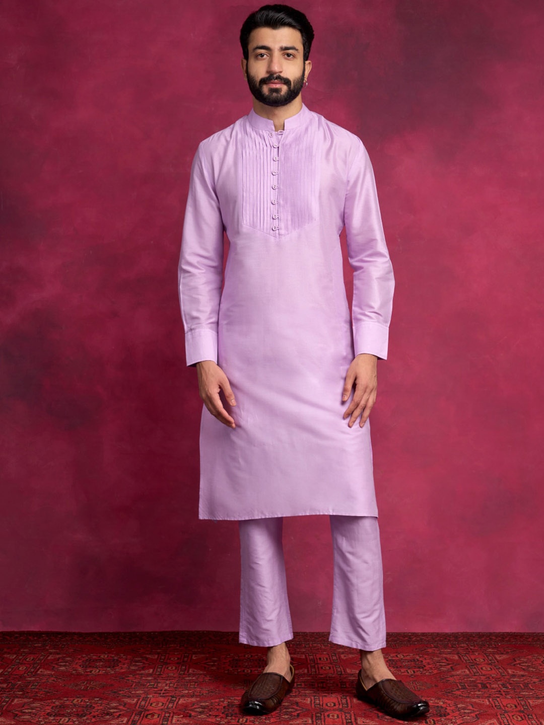 

Abhishti Mandarin collar Straight kurta, Lavender