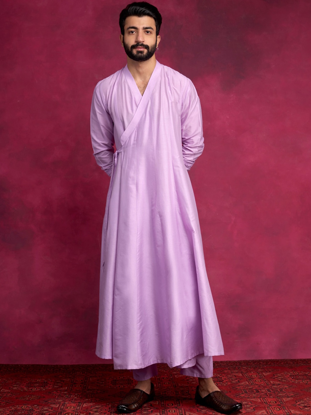 

Abhishti Long Sleeves Pure Cotton Angrakha Kurta, Lavender